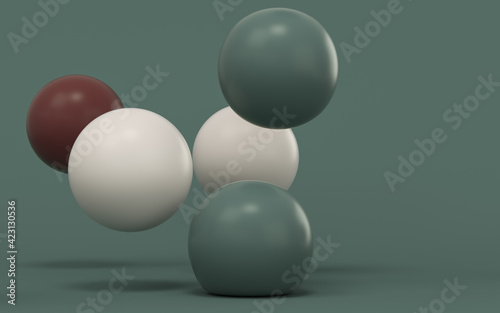 Valokuvatapetti Bouncing soft balls with green background, 3d rendering.