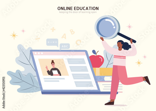 Online education in flat style