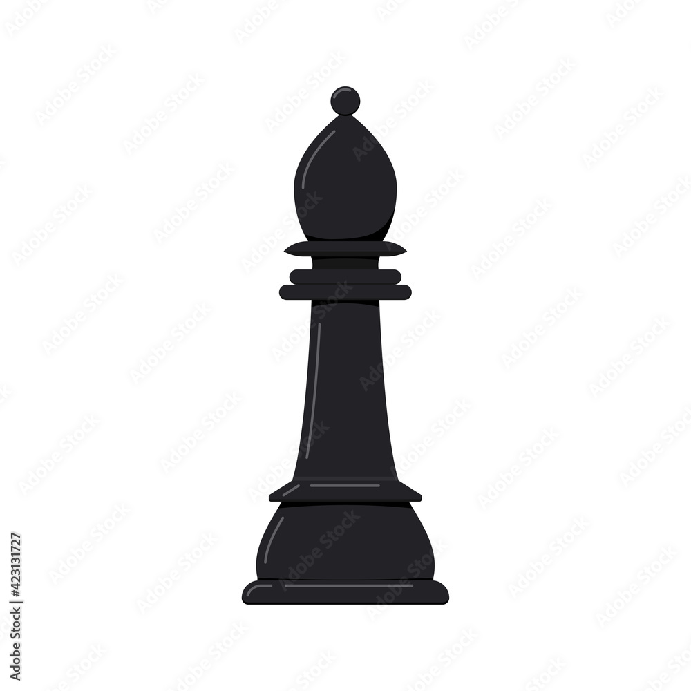 Bishop chess piece vector icon isolated on white background. Black chess figures bishop game disign elements. Flat design cartoon style clip art illustration Bishop chess piece vector icon isolated on white background. Black chess figures bishop game disign elements. Flat design cartoon style clip art illustration