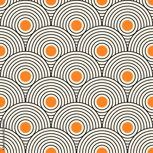 Seamless pattern with geometric shapes. Mid century art print. Vector illustration.