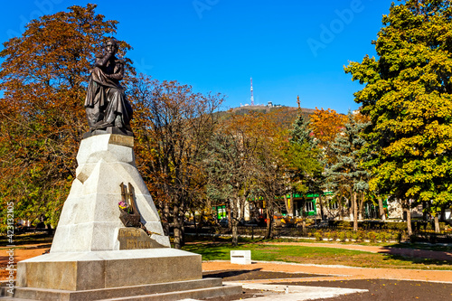 The best in the Russian monument poet Mikhail Yurievich Lermontov in Pyatigorsk, Northern Caucasus,Russia (sculptor Opekushin, 1889). photo
