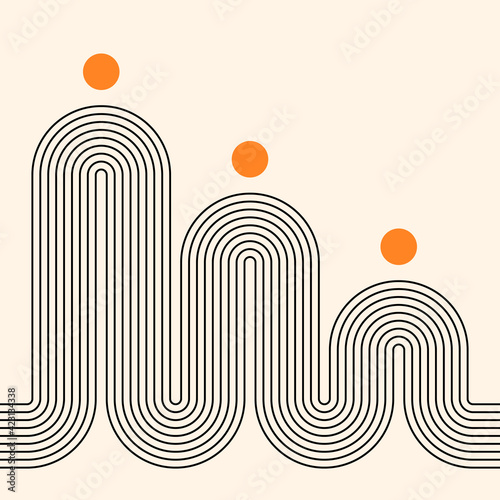 Abstract poster with geometric shapes. Boho wall decor. Mid century minimalist art print.