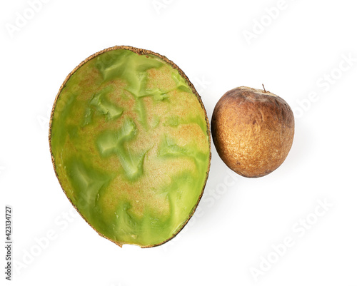 Empty avocado shell isolated on white background with clipping path