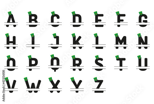 Alphabet monograms  St. Patrick’s Day.Vector illustration. Shamrock leaves.