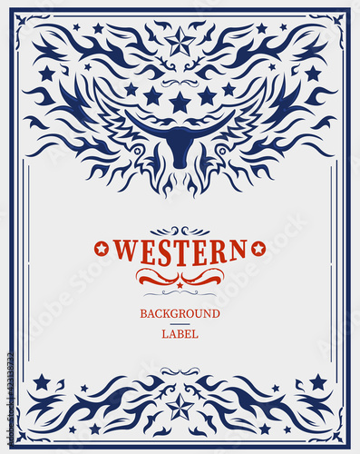 Western Style Label design, Rodeo post elements. 