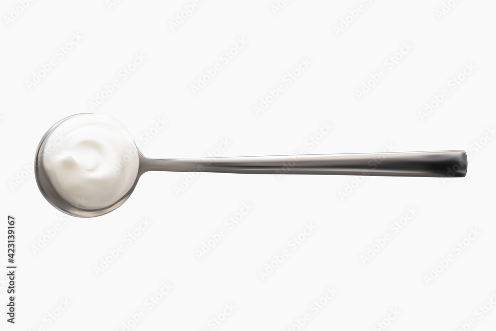 Mayo on spoon realistic 3d vector illustration isolated on white background. Portion of sauce. Close-up seasoning and dip Mayo on spoon realistic 3d vector illustration isolated on white background. Portion of sauce. Close-up seasoning and dip