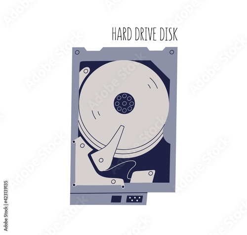 Computer HDD or hard disk drive for data storage. Internal electronic compone...