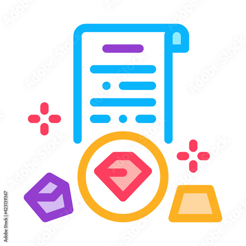 metals and precious stones license color icon vector illustration