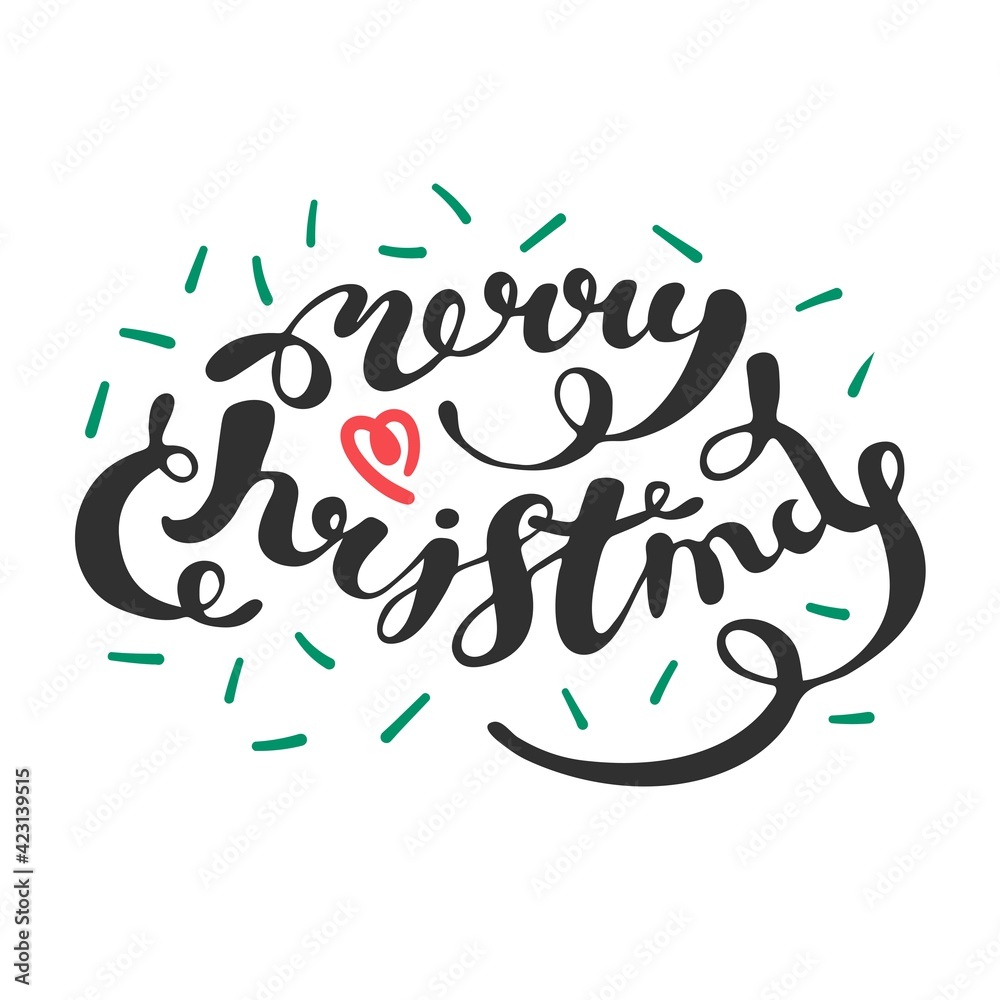 Optimistic quote hand drawn  vector lettering. Black text isolated on white background. Calligraphic handwritten inscription. Celebrating Merry Christmas and new year. 