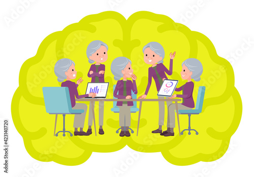 flat type Purple clothes grandma_meeting-in-the-brain