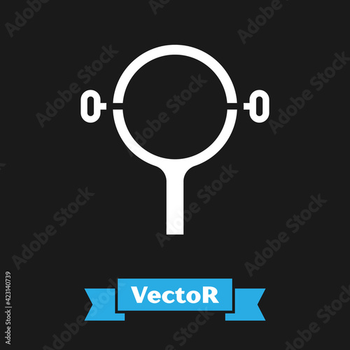 White Filter wrench icon isolated on black background. The key for tightening the bulb filter trunk. Vector