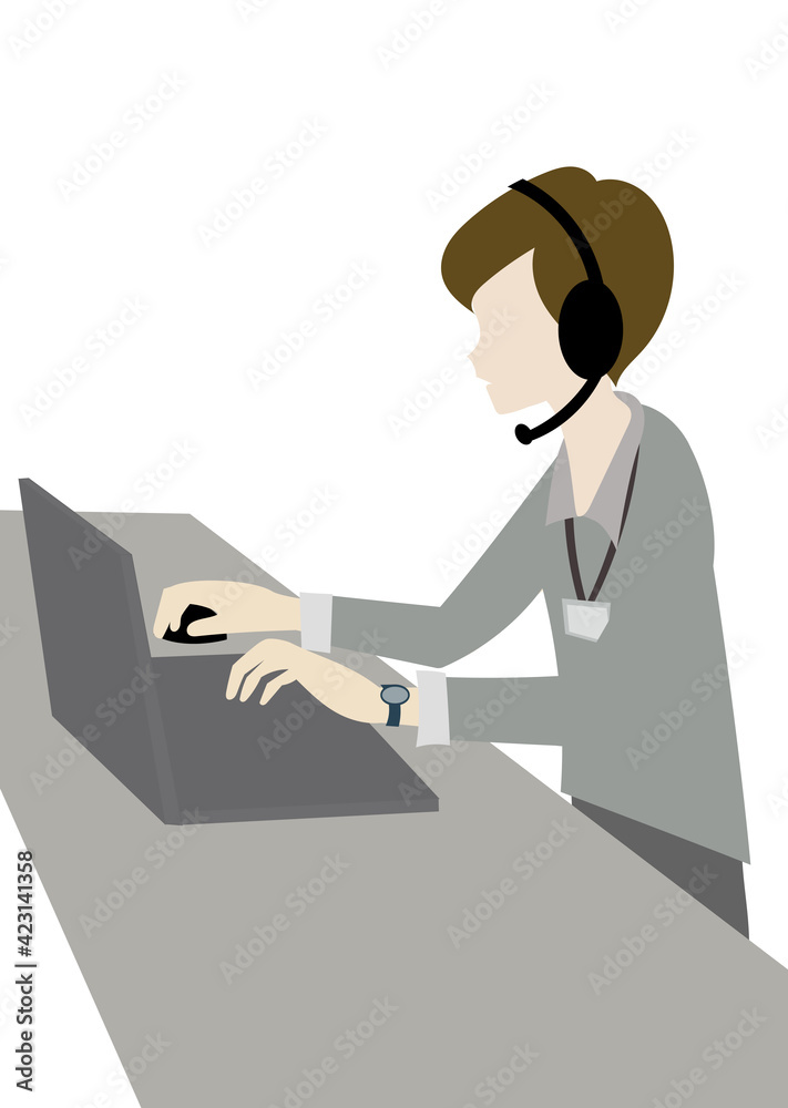 イラスト素材 コールセンター オペレーター クレーム対応 ベータ素材 Stock 벡터 Adobe Stock