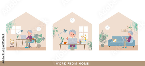 flat type Purple clothes grandma_Work-from-home