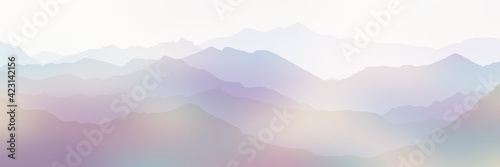 Mountains in the morning haze, abstract illustration with multicolor gradient
