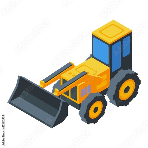 Construction machinery icon. Isometric of construction machinery vector icon for web design isolated on white background