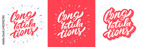 Congratulations. Greeting banners set. Vector lettering.