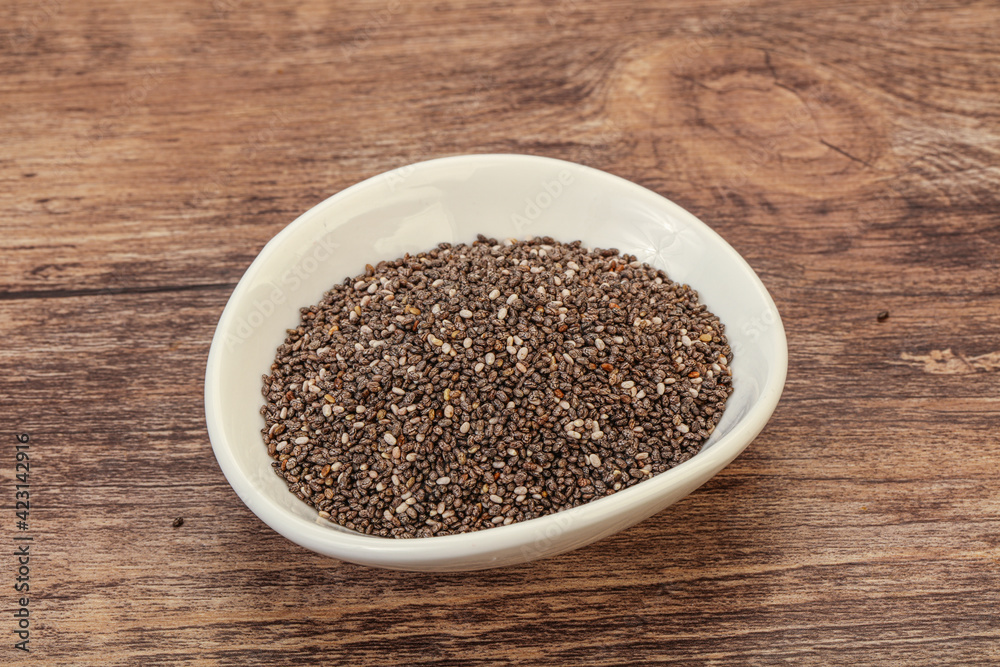 Seasoning chia seeds in the bowl Seasoning chia seeds in the bowl