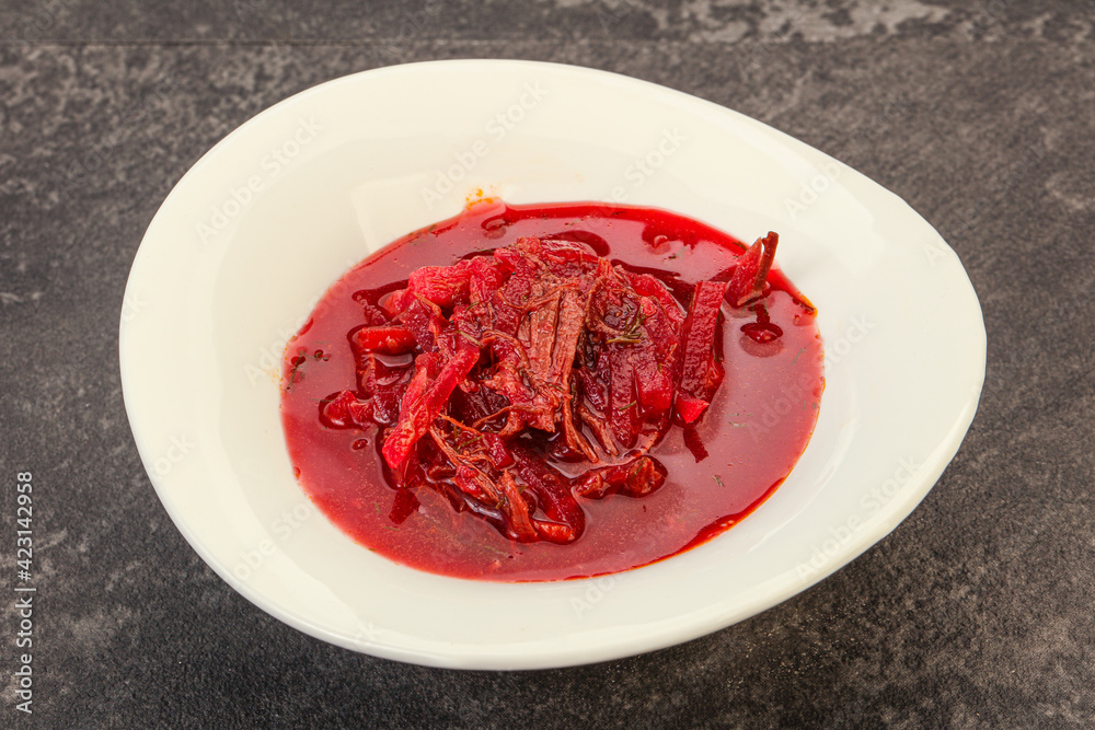 Russian traditional Borsch soup with cabbage Russian traditional Borsch soup with cabbage