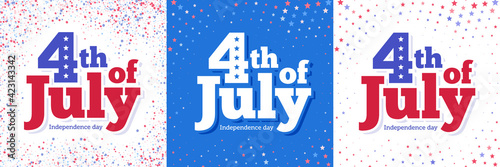 4th of July. Independence Day in the United States of America. Vector banners set.