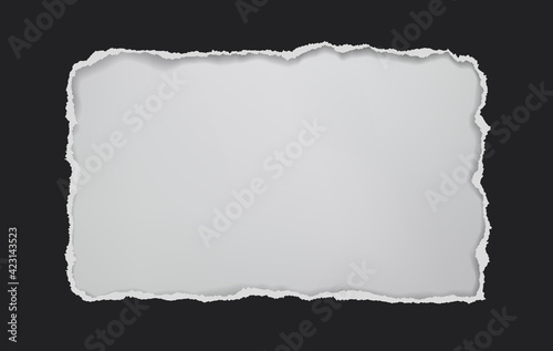 Black hole composition in paper with torn edges and soft shadow is on white background. Vector illustration