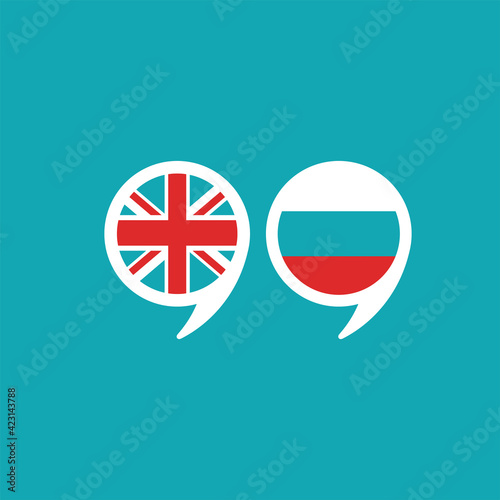 Free Download chat speech bubbles with english and russian flags isolated on blue background. - GFXLoad