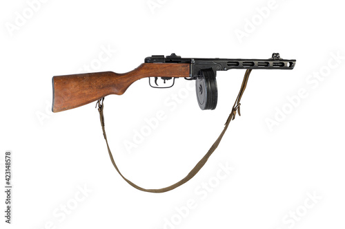 Weapon Shpagin submachine gun on a white background photo