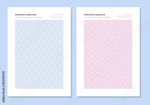 Simple modern japanese poster templates. Retro wavy lines abstract template for poster, banner, brochure, web. Simple business curvy pattern design background. Digital aesthetics title page layouts.