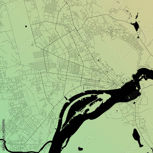 Bangui, Central African Republic - Urban vector city map with parks, rail and roads, highways, minimalist town plan design poster, city center, downtown, transit network, street blueprint