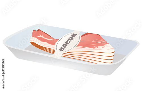 Peace of meat bacon. vector illustration