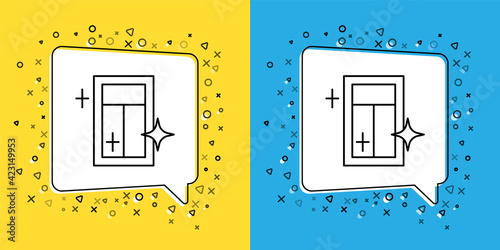 Set line Cleaning service for window icon isolated on yellow and blue background. Squeegee, scraper, wiper. Vector
