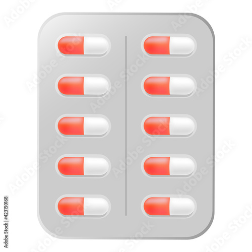 Blister pills red. Tablet, vitamin, capsule