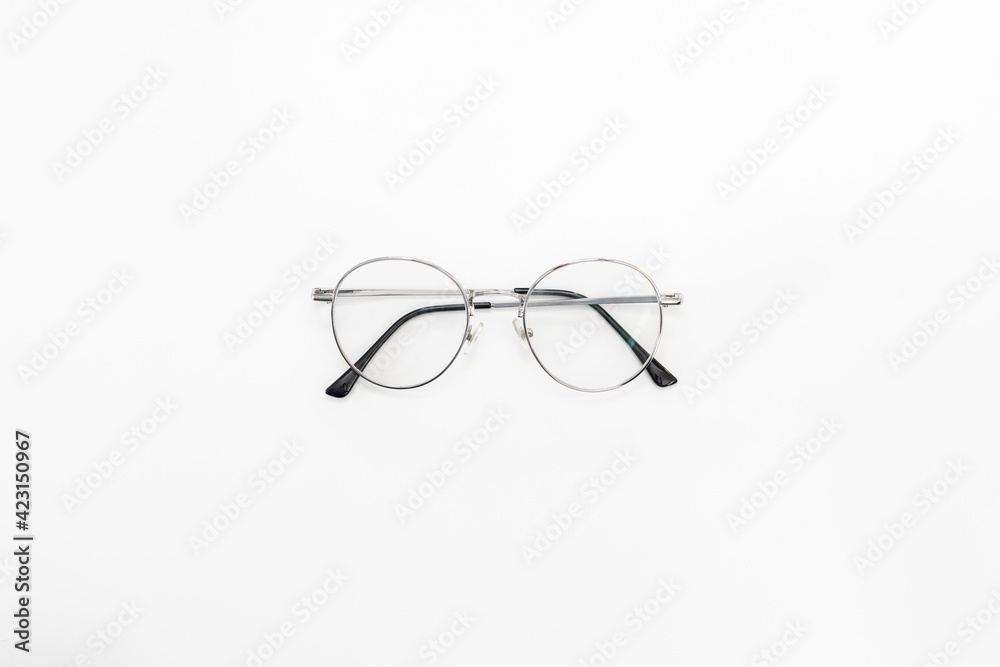 Silver glasses isolated on white background Silver glasses isolated on white background