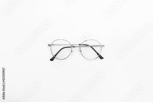 Silver glasses isolated on white background