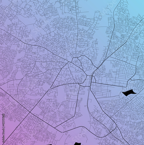 Ilorin, Kwara, Nigeria - Urban vector city map with parks, rail and roads, highways, minimalist town plan design poster, city center, downtown, transit network, street blueprint