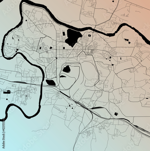 Jamshedpur, Jharkhand, India - Urban vector city map with parks, rail and roads, highways, minimalist town plan design poster, city center, downtown, transit network, street blueprint