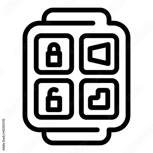 Digital car key icon. Outline digital car key vector icon for web design isolated on white background