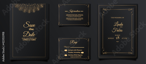 luxury wedding invitation card design set photo