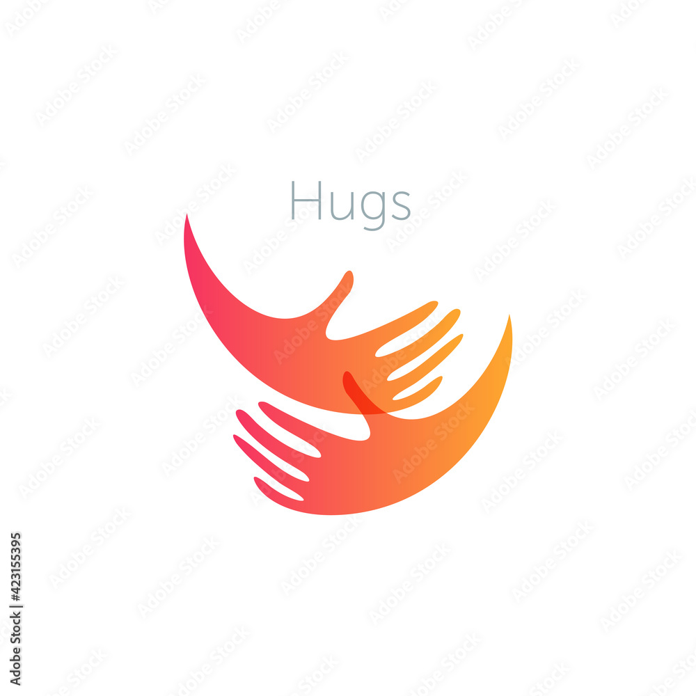 Human hugs support and love symbol pregnancy clinic logo donations logotype template crowdfunding sign applause icon or alms flat vector illustration Human hugs support and love symbol pregnancy clinic logo donations logotype template crowdfunding sign applause icon or alms flat vector illustration