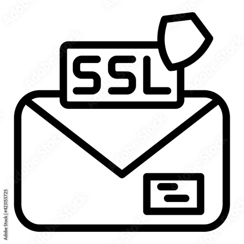Ssl email icon. Outline ssl email vector icon for web design isolated on white background