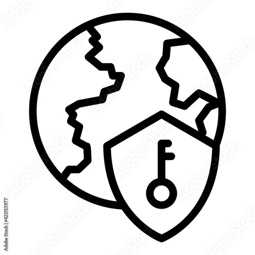 Global ssl security icon. Outline global ssl security vector icon for web design isolated on white background