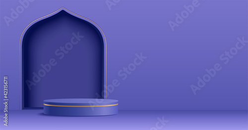 3d purple Islam theme background