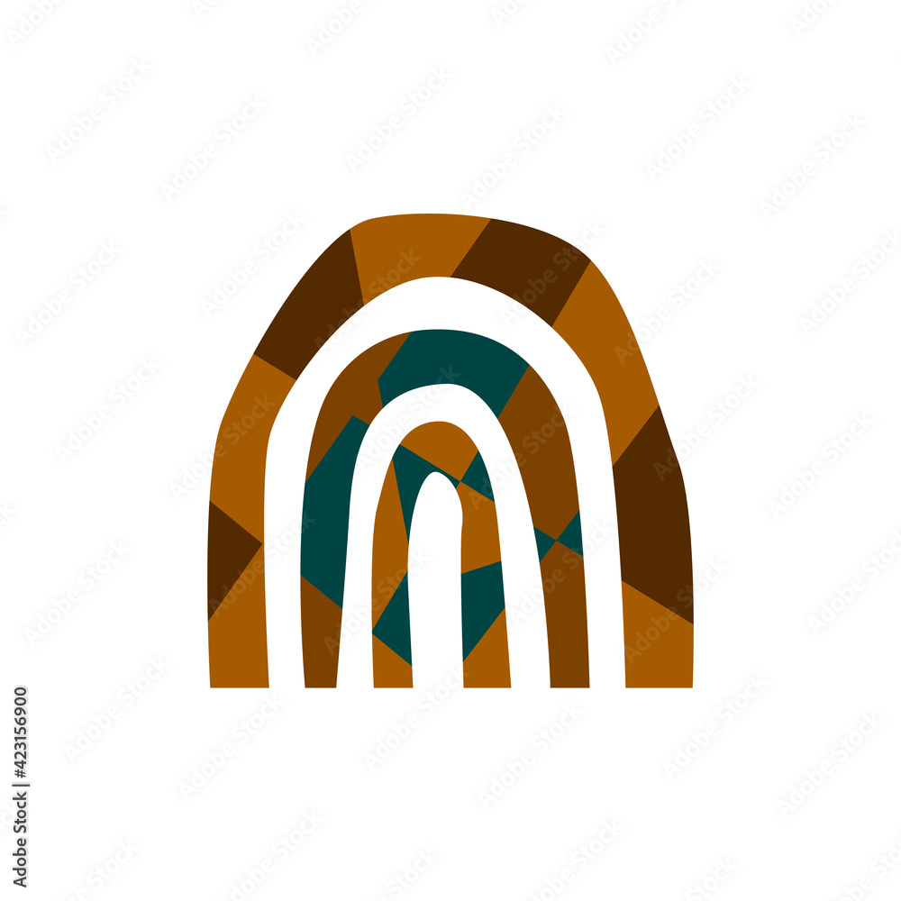 Simple boho rainbow poster, icon. Green, orange brown color. Vector illustration Simple boho rainbow poster, icon. Green, orange brown color. Vector illustration