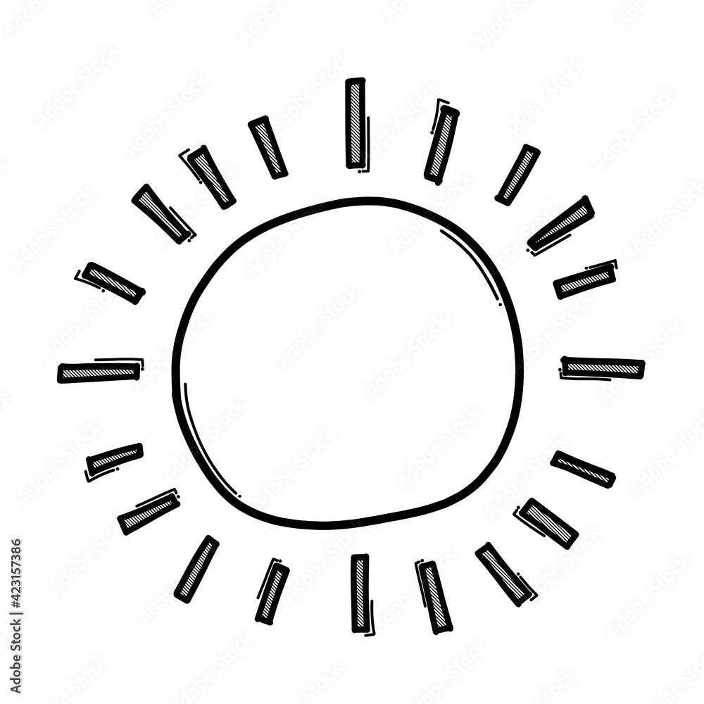 Sun doodle vector icon. Drawing sketch illustration hand drawn line eps10
