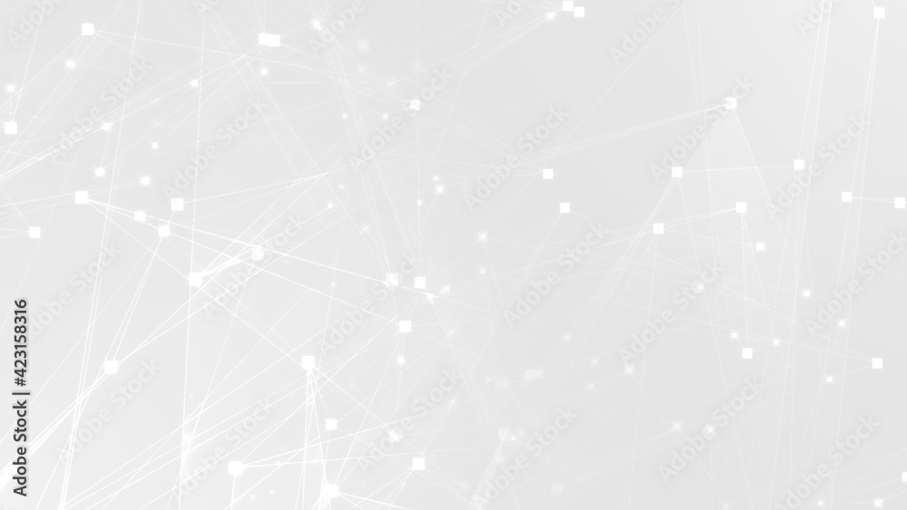 Fototapeta premium Abstract white gray polygon tech network with connect technology background. Abstract dots and lines texture background. 3d rendering.