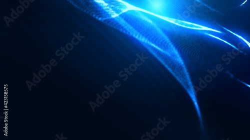 Dot blue wave light screen gradient texture background. Abstract ai technology big data digital background. 3d rendering.