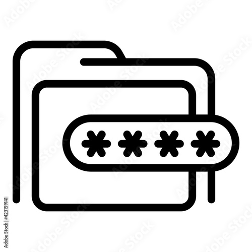 Password folder icon. Outline password folder vector icon for web design isolated on white background