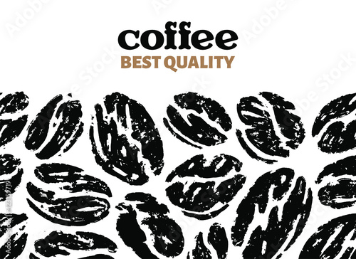 Seamless pattern of coffee beans in doodle sketch design