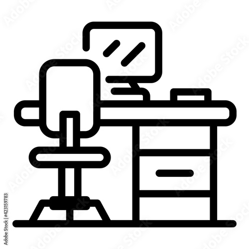 Ergonomic office icon. Outline ergonomic office vector icon for web design isolated on white background