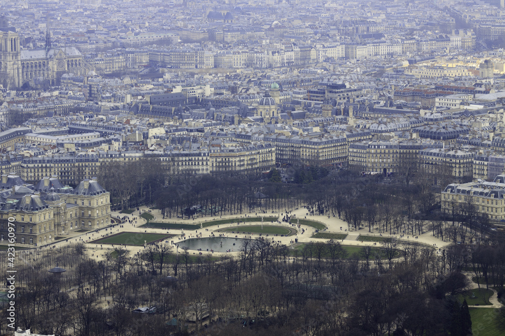 Magestic panorama of Luxembourg garden in Paris