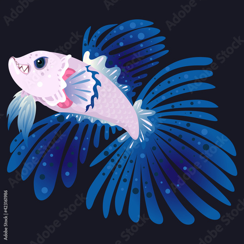 Siamese fighting fish flat illustration style, Indonesian people call it (Ikan Cupang) photo